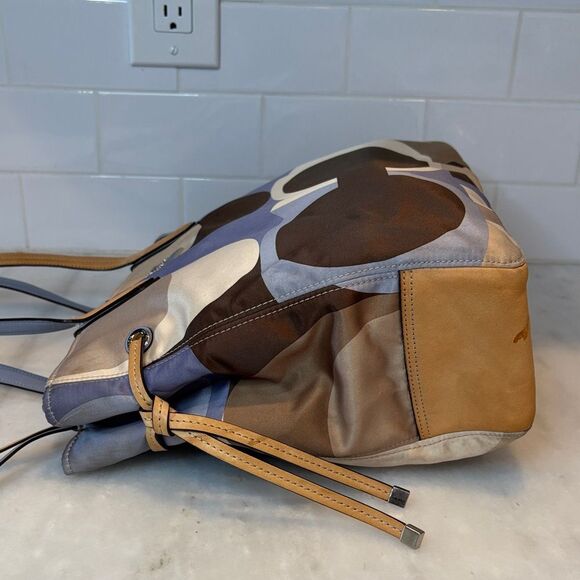 Coach Bag Purse Handbag Charlie Chelsea Sateen Scarf Print Colorful Tote Bag - Picture 10 of 16